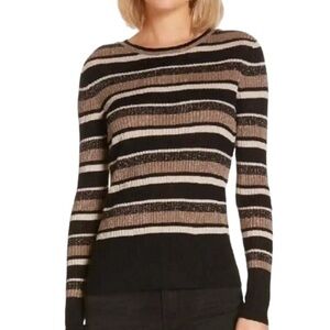 FRAME Panel Striped‎ Black Gold Ribbed Long Sleeve Shirt Top XS